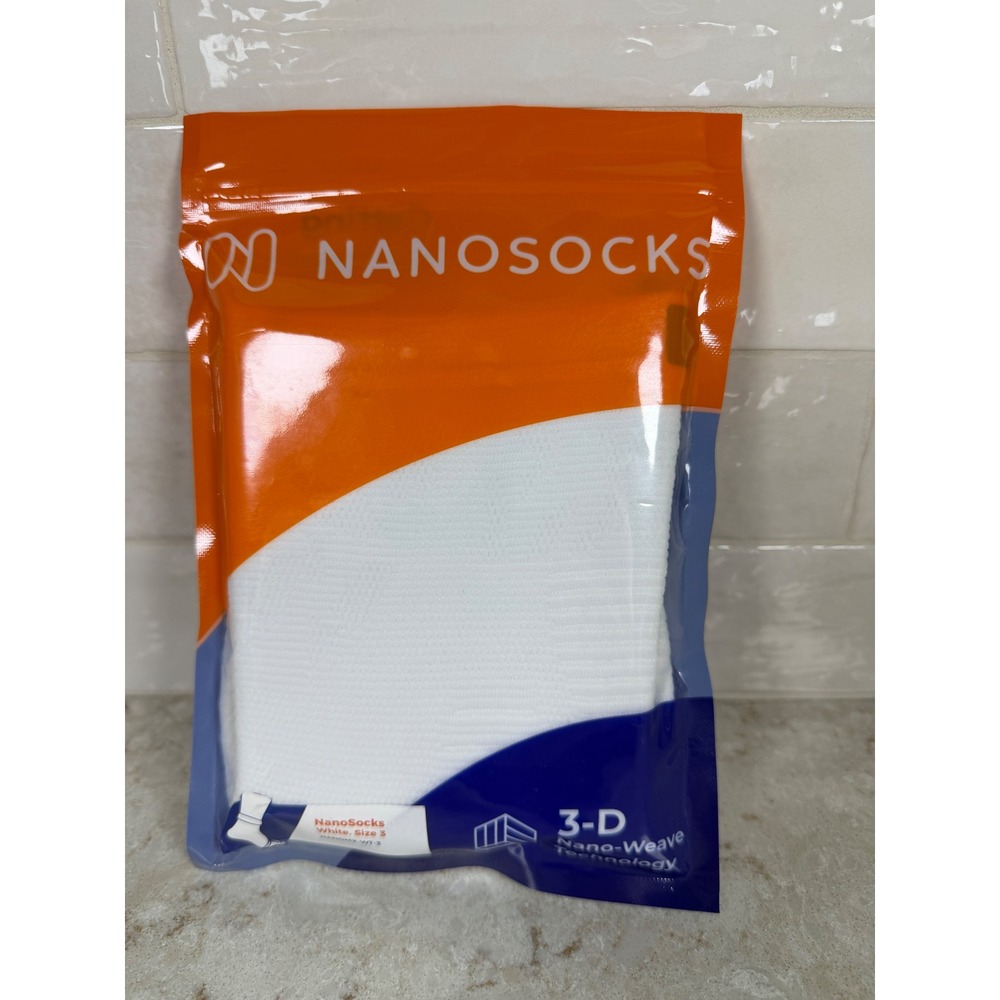 NanoSocks White Compression Socks Size 3 3-D Nano-Weave Technology